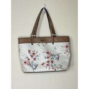 GUESS White & Pink Floral G-Logo Shoulder Purse